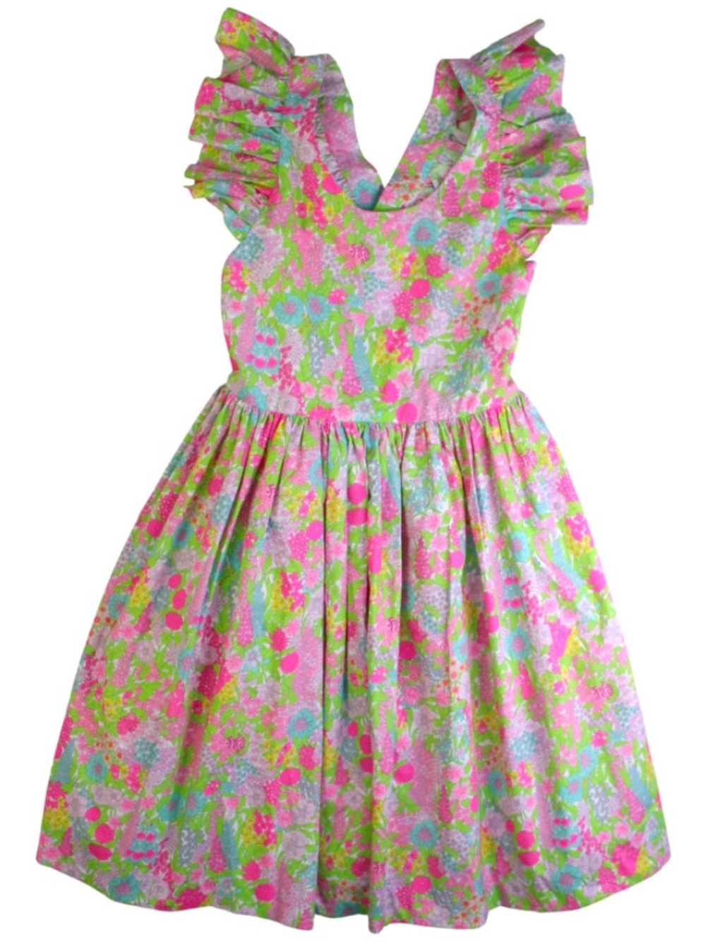 Jacadi Paris Floral Dress 104 cm, 4A/Y, 100% Cotton Pink Green Blue